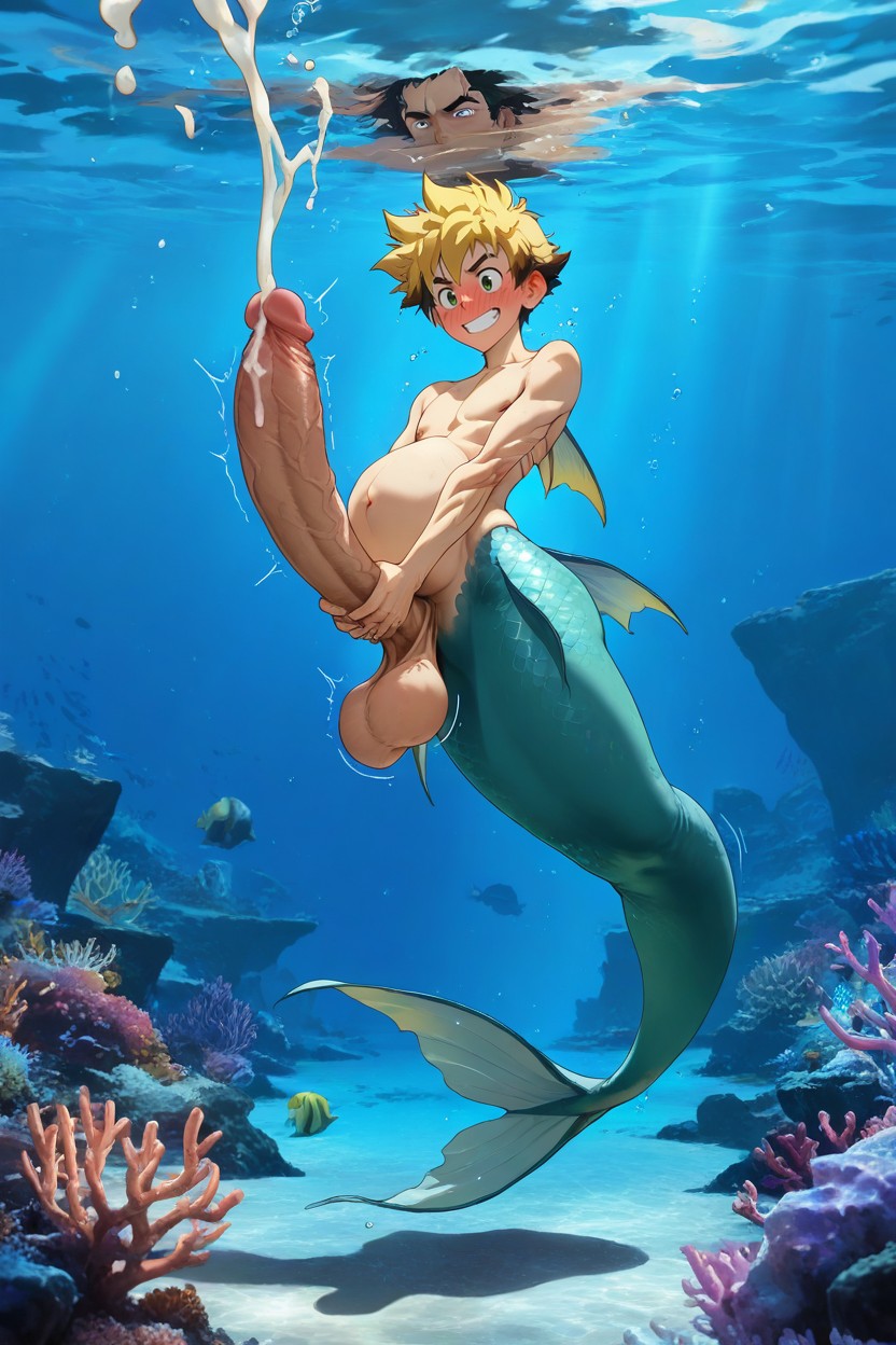 Big Balls, Diving In The Ocean, Long Mermaid Tail ゲイAIポルノ