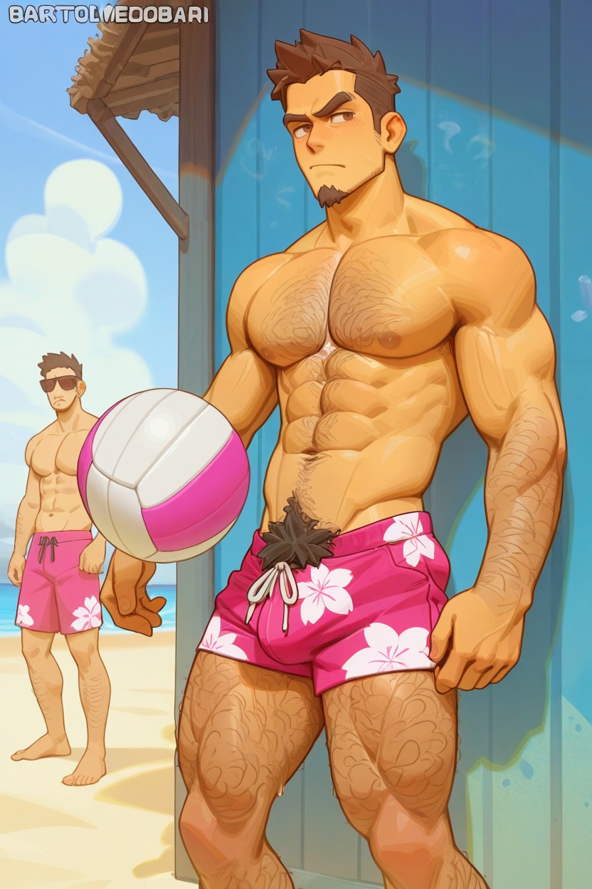 筋肉質, Masculine, Detailed Eyes ゲイAIポルノ