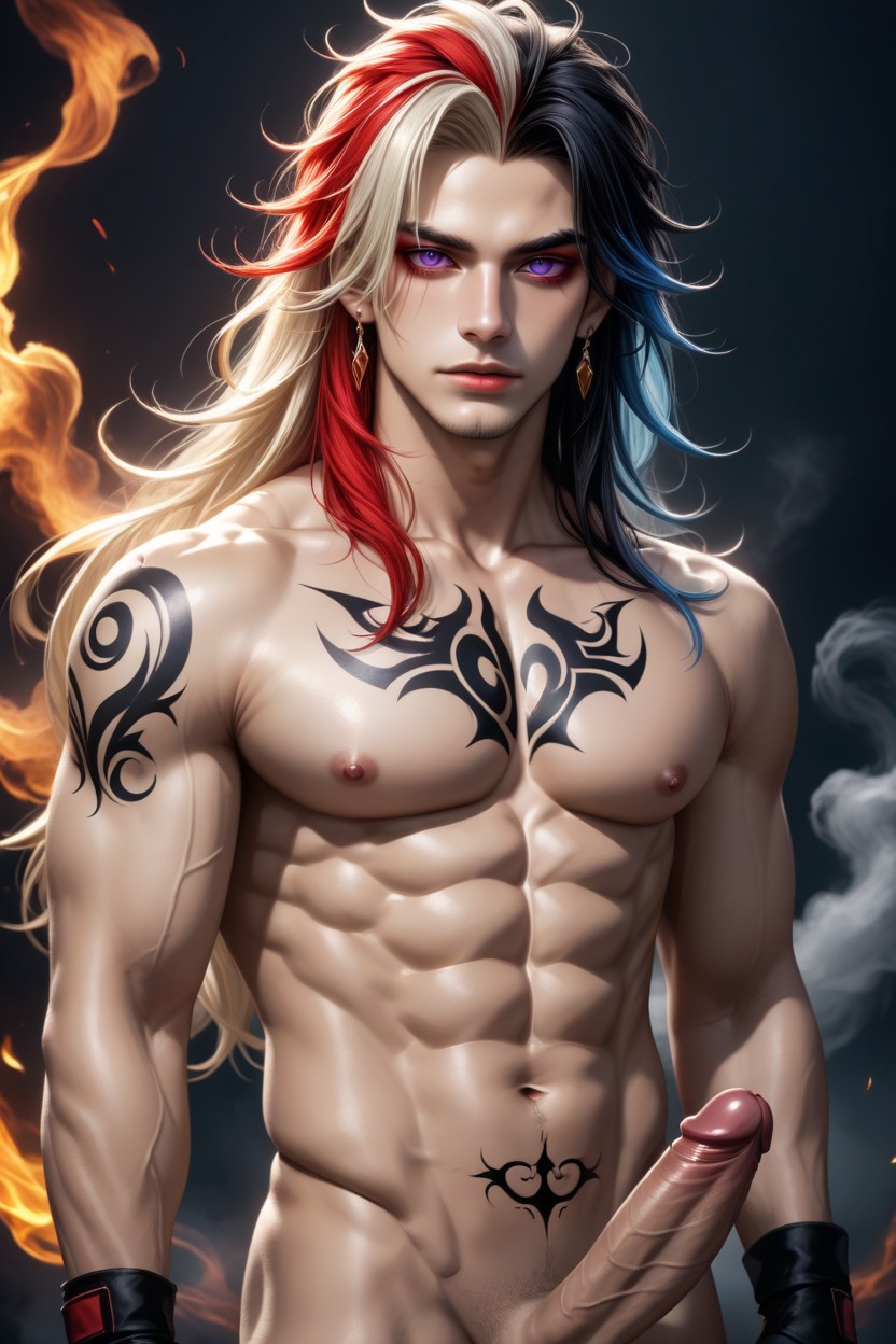 Long Hair, Multi Colored Hair, Fit AI Gay Porn