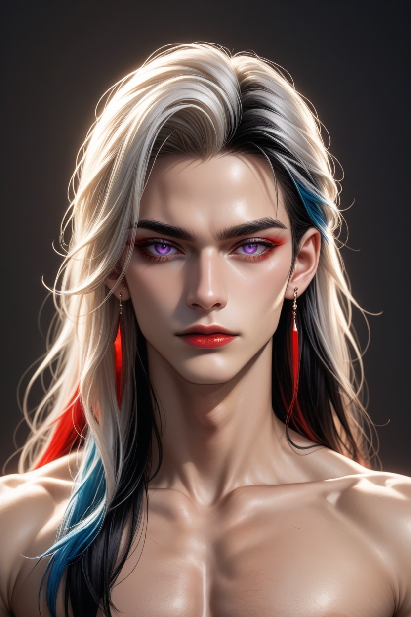 Multiple Color Hair, Long Hair, Fit AI Gay Porn