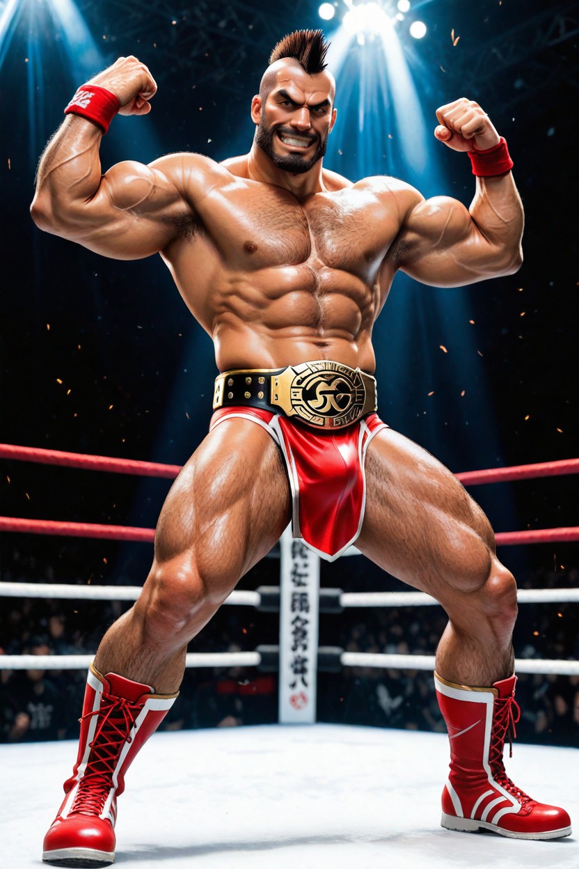 18+, Dark Brown Beard, Red Wrist Wraps KI Schwulenporno