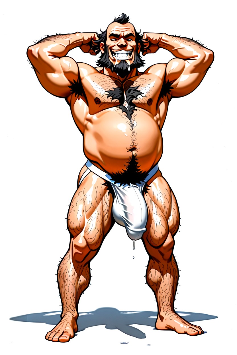 Balding Head, Facial Scruff, Excessively Hairy Belly ゲイAIポルノ