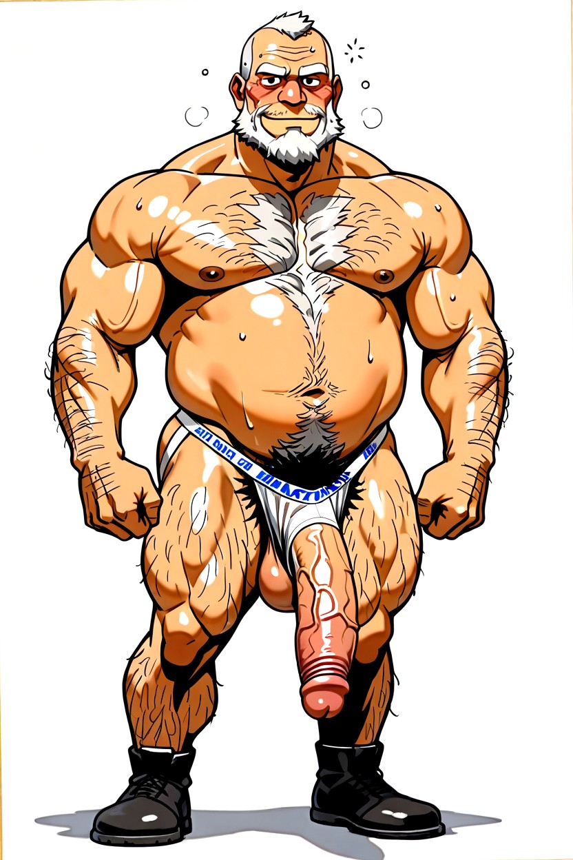 Sweaty Face, Excessively Hairy Belly, Blushing ゲイAIポルノ