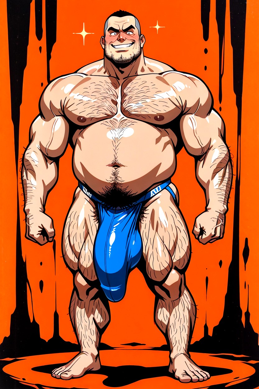 Naked Besides Jockstrap, Fat, Buzzcut Receding Hairline AI Gay Porn