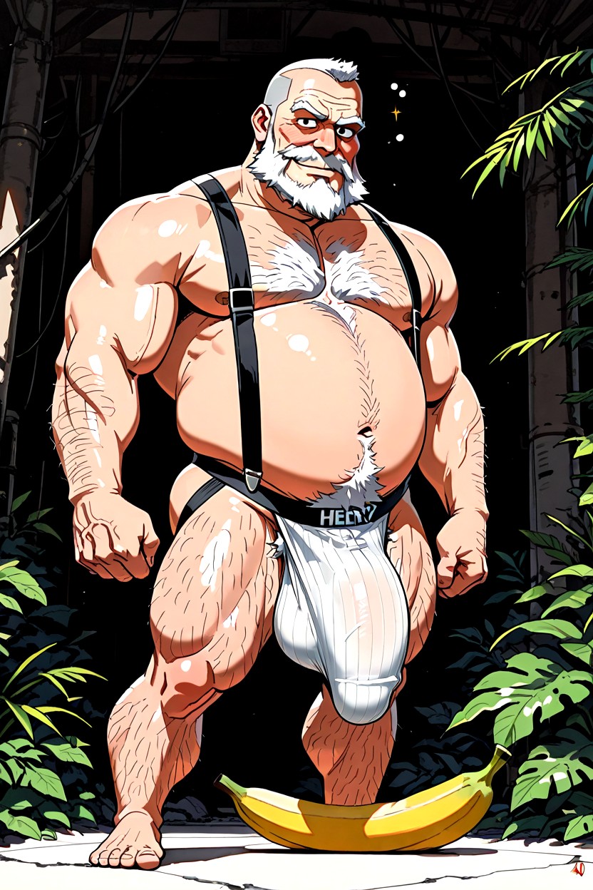 胸毛, Banana Hammock Underwear Stretching, Excessively Hairy Belly AI同性戀黃片