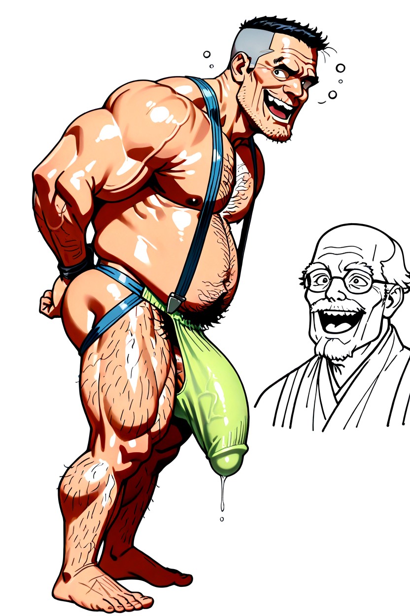 发骚, White Fabric Suspenders, Excessive Body Hair AI同性恋黄片