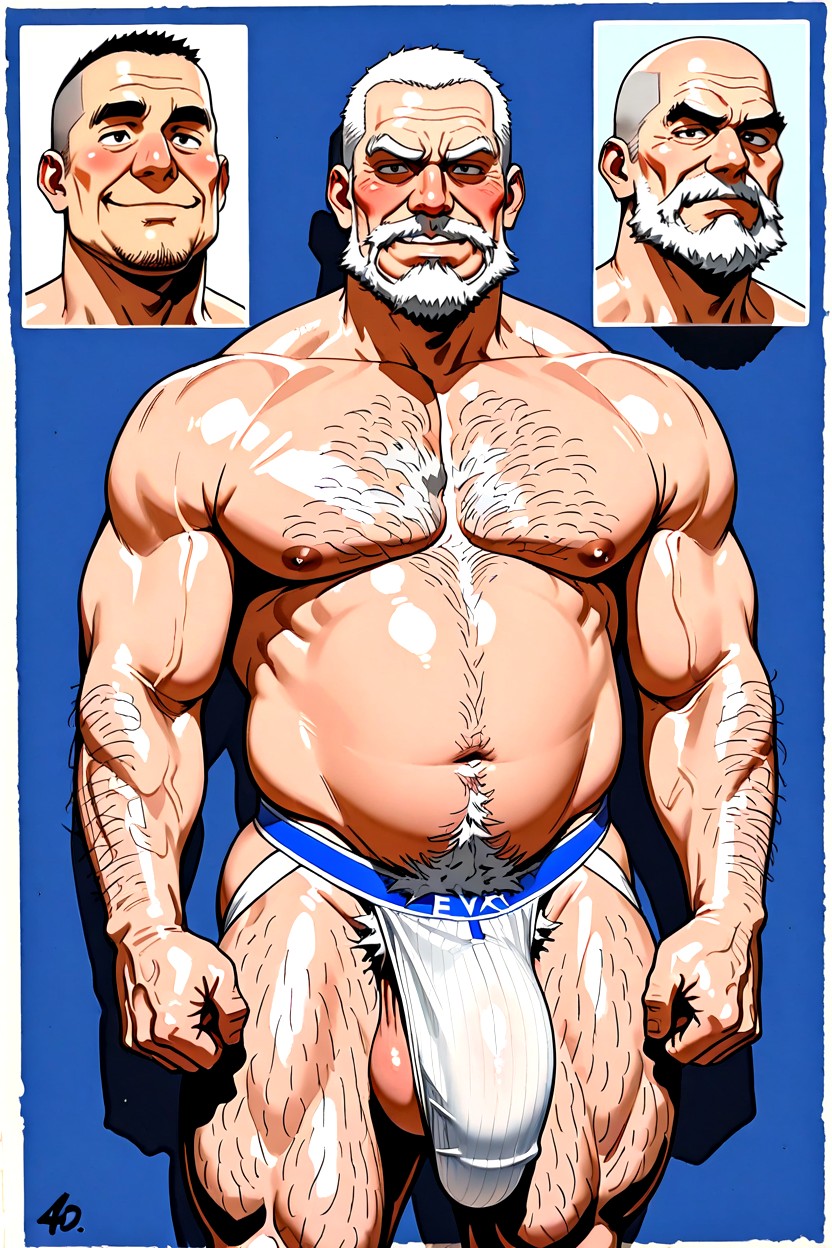 Curly Body Hairs Everywhere, Corpulent Belly, Excessive Body Hair ゲイAIポルノ