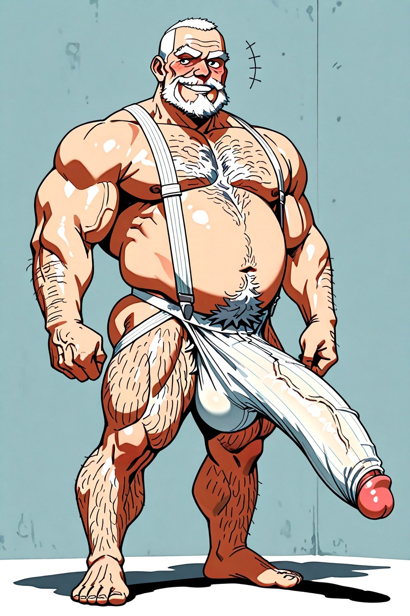 視聴者を見つめる, 陰毛, Penis Bulge Is Entirely Covered By Stretching Jockstrap Fabric ゲイAIポルノ