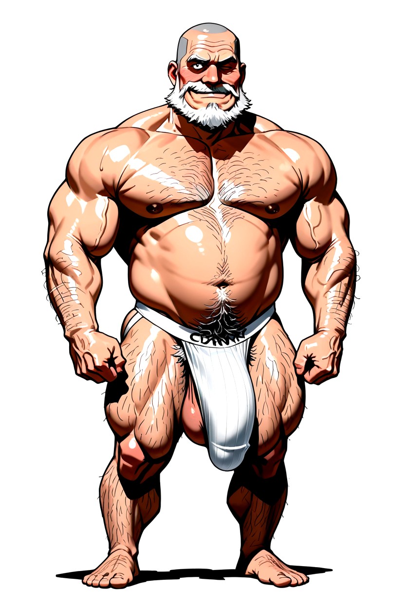阴茎比身体大, Naked Besides K Photorealistic White Jockstrap, 淘氣 AI同性戀黃片