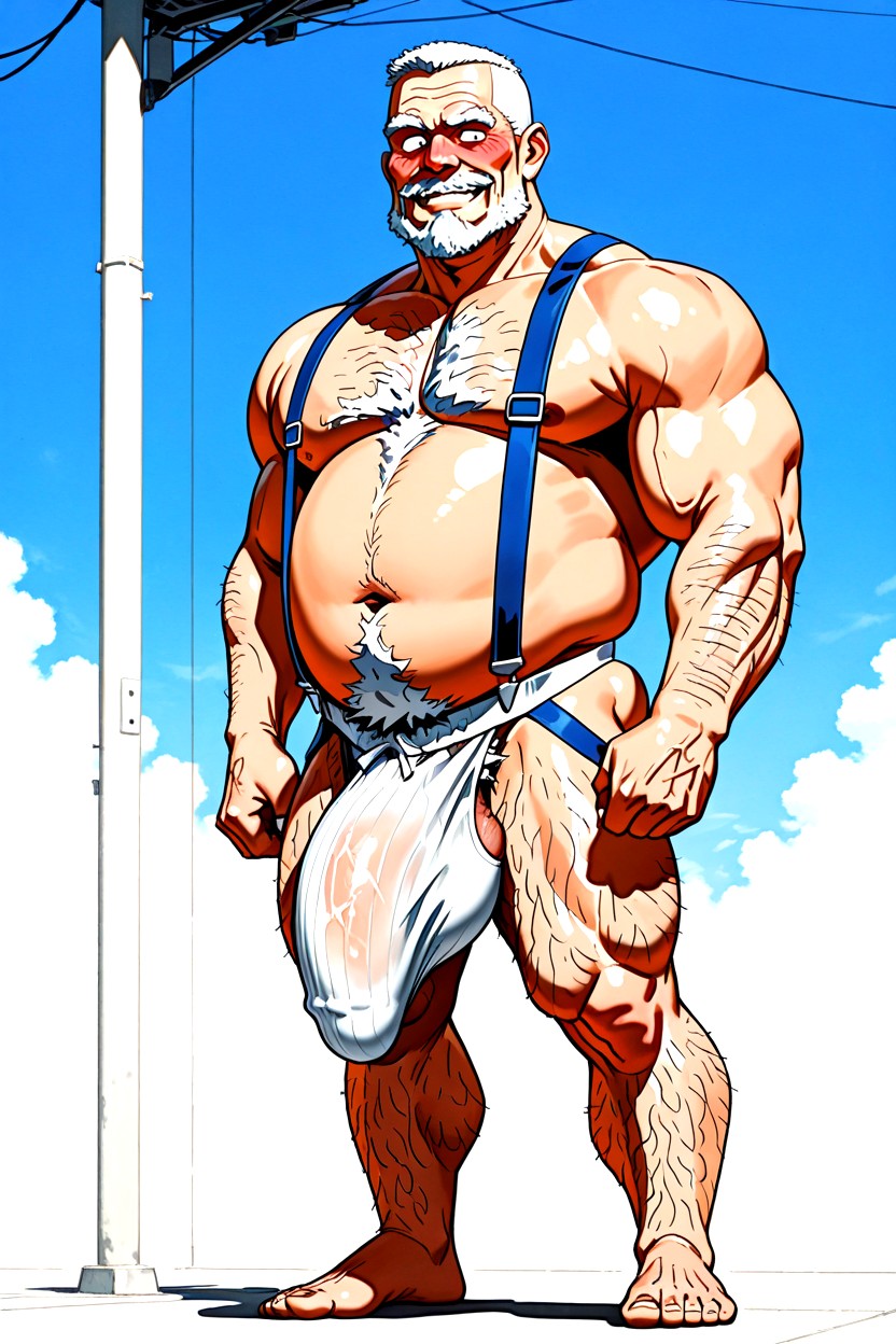 Excessive Body Hair, Underpants, Embarrassed AI Gay Porn