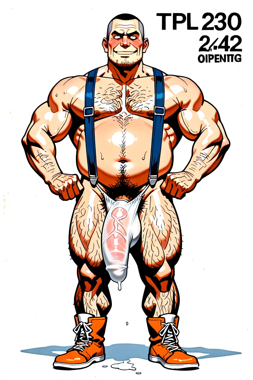 吊带裤, Naked Besides Slingshot Jockstrap With White Suspenders, Shaved Facial Stubble AI同性恋黄片