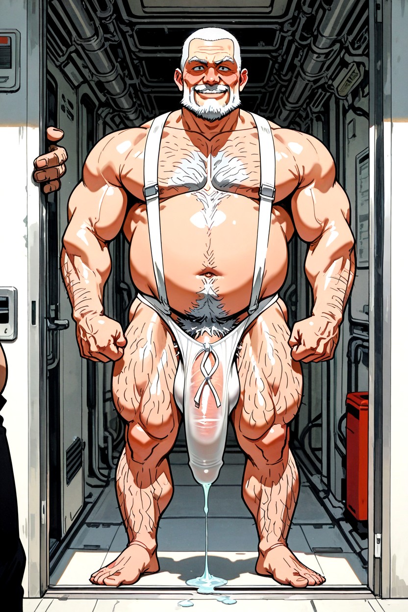 Tip Of Penis Bulge In Underwear Has A Wet Spot Dripping White Globules, 俯瞰图, White Suspenders AI同性戀黃片
