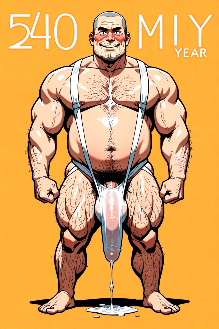 Pelo No Peito, Fat, Muscle Gut Body Pornografia gay com IA