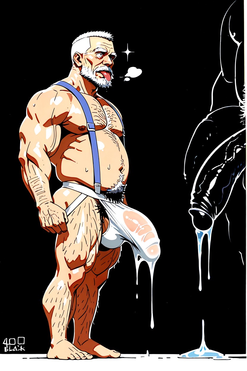 Highly Detailed Jock Strap, 單人圖, Penis Bulge Sagging Excessively Low Stretching Fabric Aggressively AI同性戀黃片