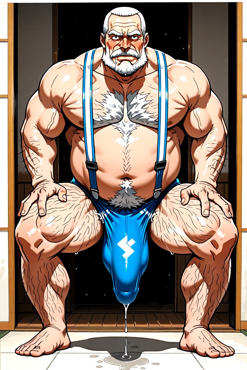 Shaved Facial Stubble, High Resolution Speedo Material, 胸毛 ゲイAIポルノ