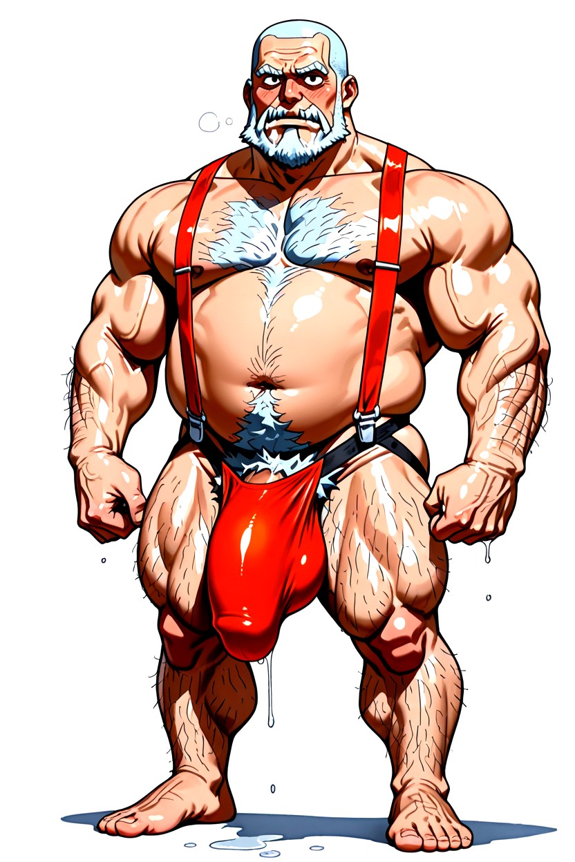 Strong Jaw, Ultra Realistic Jockstrap Fabric, Beard AI Gay Porn