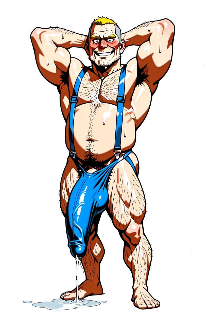 Extra Large Penis Bulge, 両手を上げる, 薄い肌 ゲイAIポルノ