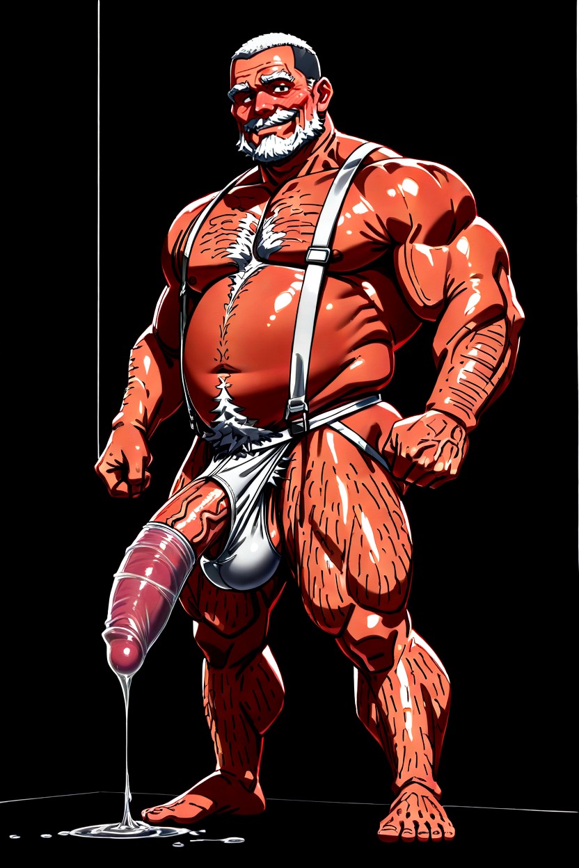 フルボディ, 視聴者を見つめる, Burlap Jockstrap Material ゲイAIポルノ