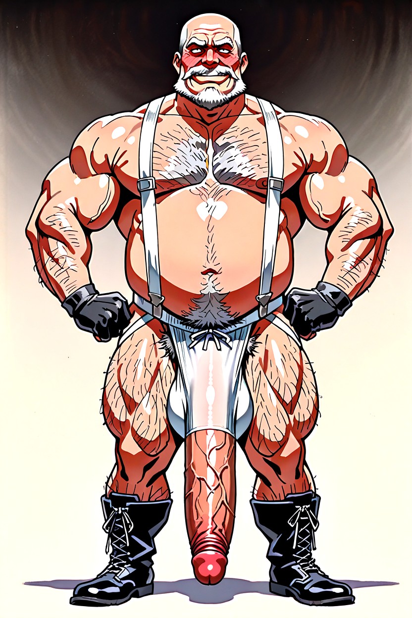Muscle Gut Body, Corpulent Belly, Excessive Body Hair ゲイAIポルノ