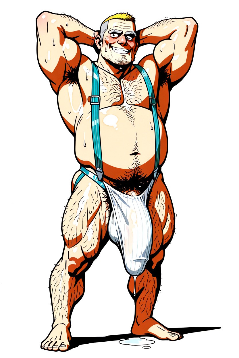 Excessive Body Hair, Curly Body Hairs Everywhere, Extra Large Penis Bulge AI同性戀黃片