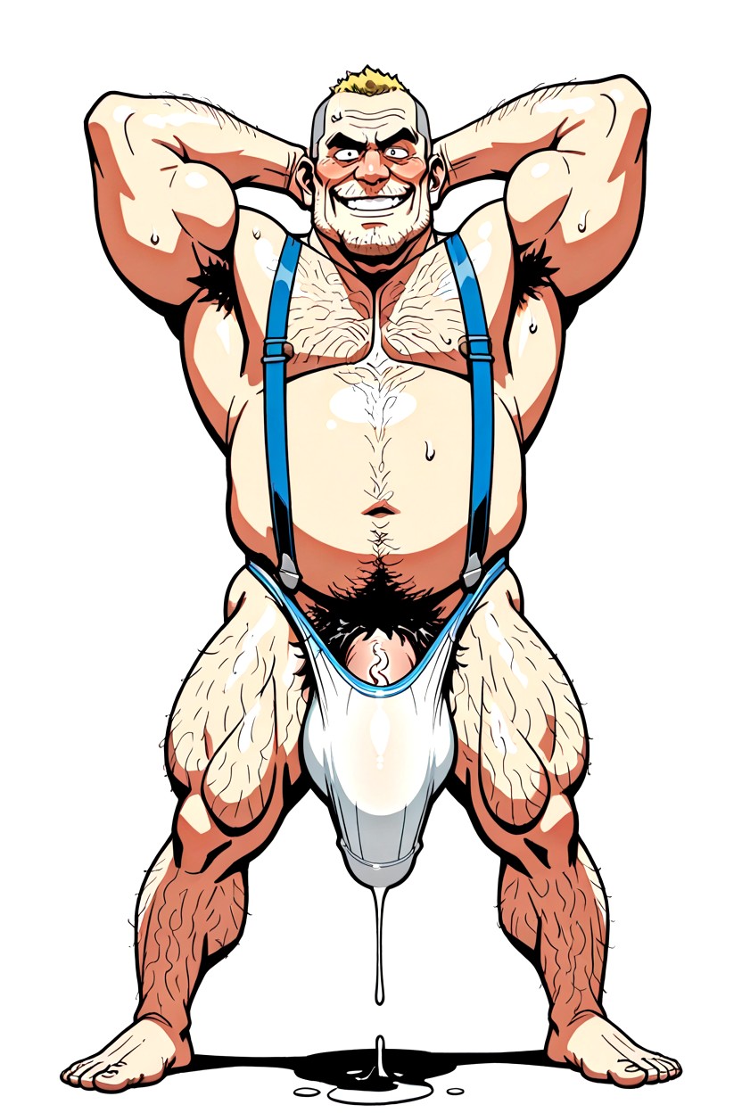 Intense Eye Contact Looking At Viewer, Muscle Gut Body, Highly Detailed Jock Strap AI同性戀黃片