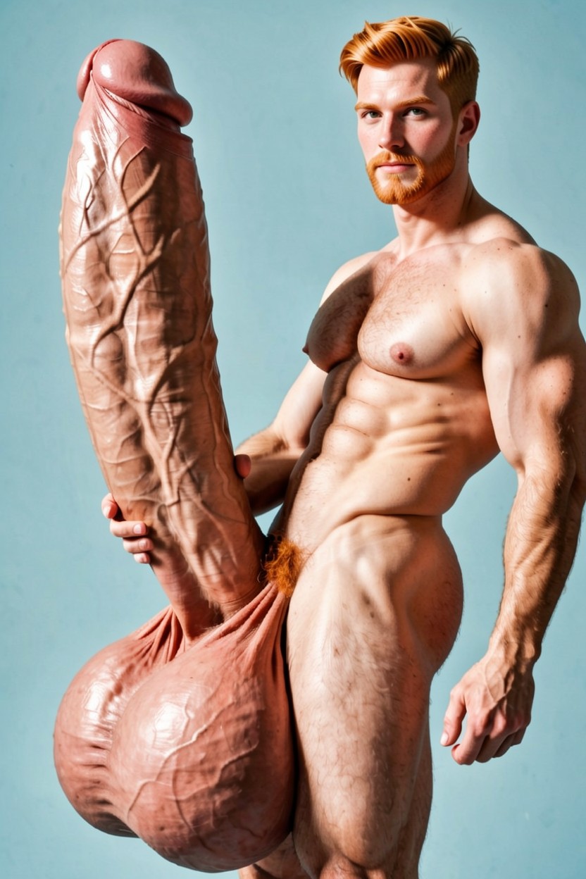 Ginger Chest Hair, Hyper Balls, Balls Bigger Than Human AI Gay Porn