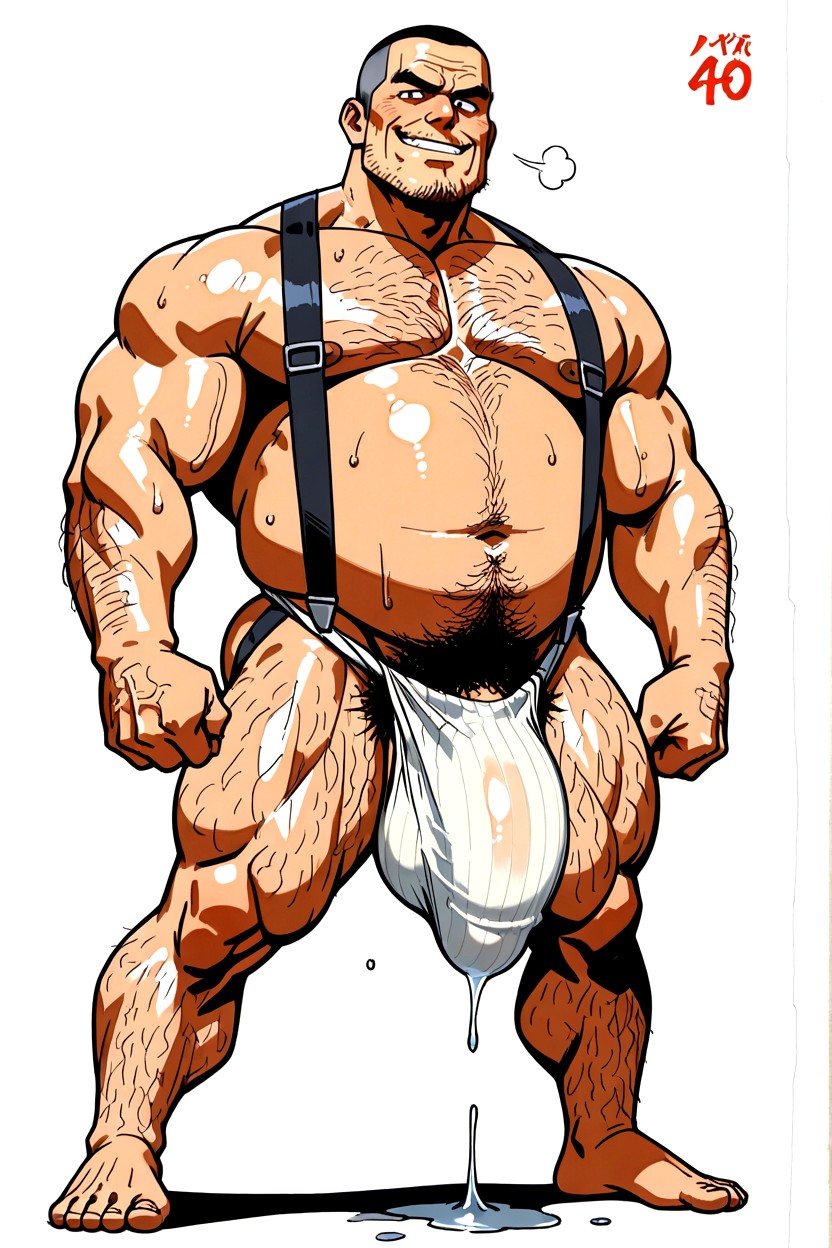 Shaved Facial Stubble, Curly Body Hairs Everywhere, Burlap Jockstrap Material AI同性戀黃片