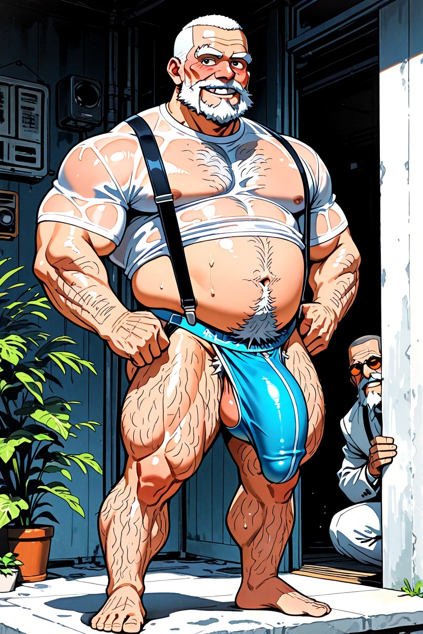 Barefoot, Naked Besides Jockstrap, Horny ゲイAIポルノ