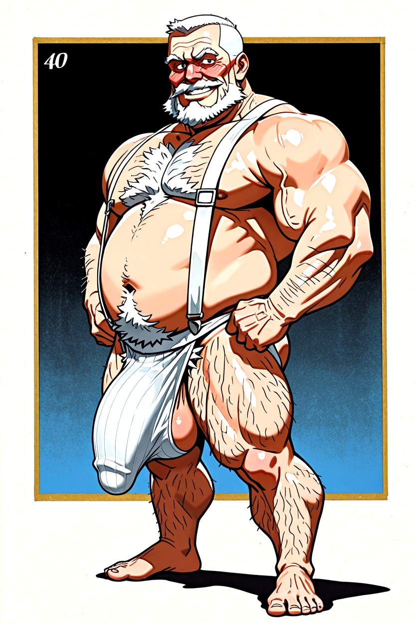 Vista Lateral, Muscle Gut Body, Cuerpo Completo Porno gay IA