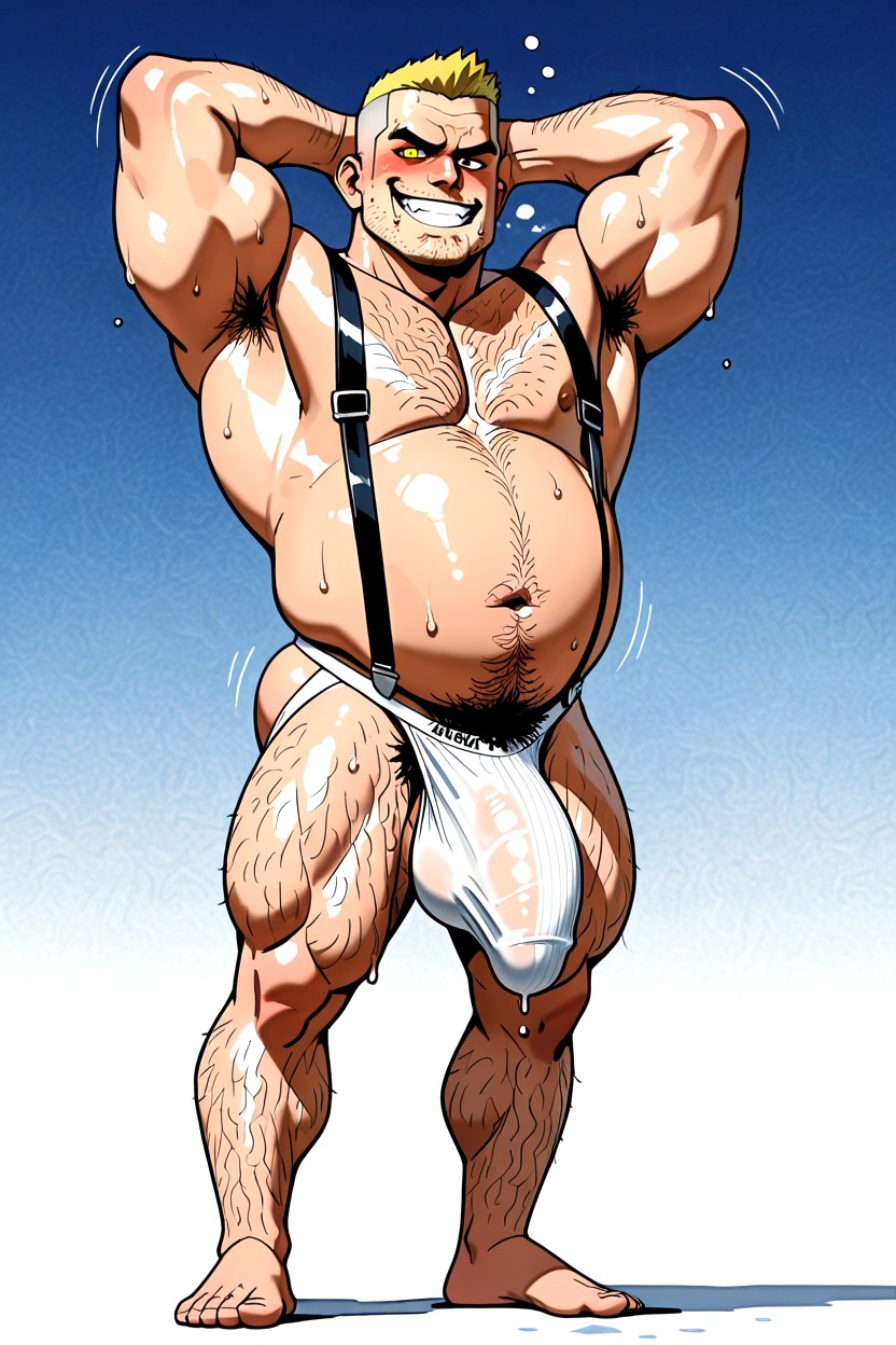 Standing, Curly Body Hairs Everywhere, Scandinavian Pornografia gay com IA