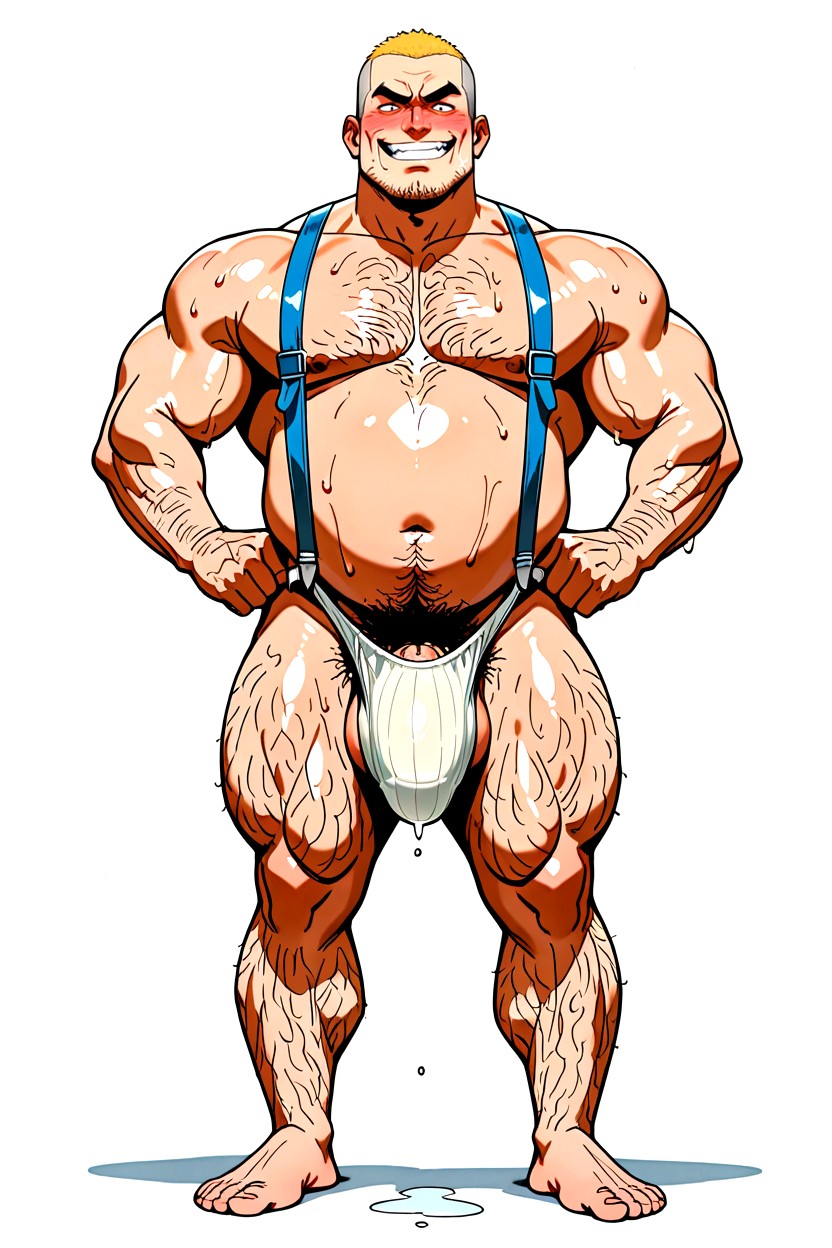 Penis Bulge Is Always Covered By Stretching White Fabric From Jockstrap Hanging Down Very Low, 光滑, 巨大的阴茎 AI同性戀黃片