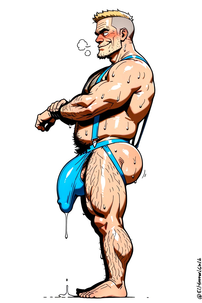 Intense Eye Contact Looking At Penis, Excessive Body Hair, 胸毛 ゲイAIポルノ
