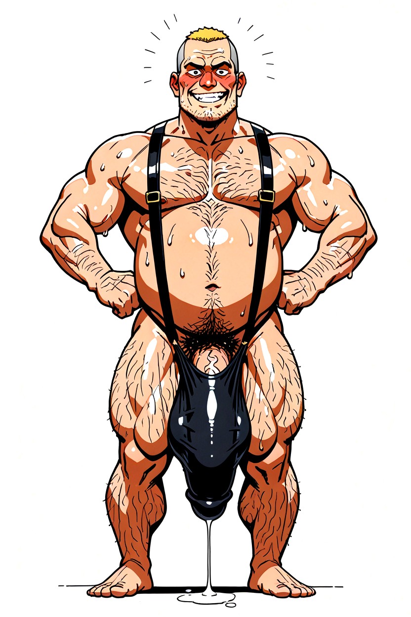 Penis Fully Covered By Jockstrap, いたずら好き, 腰に手を当てる ゲイAIポルノ