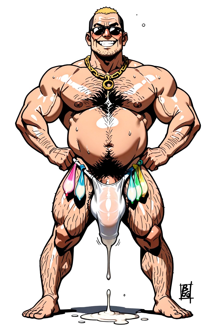 汗だく, 恥ずかしい, Penis Shaft Sagging Excessively Far Down To Floor ゲイAIポルノ