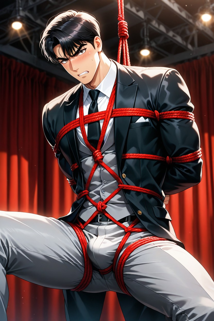 Double-layered Jacket, Bdsm, Gray Dress Pants ゲイAIポルノ