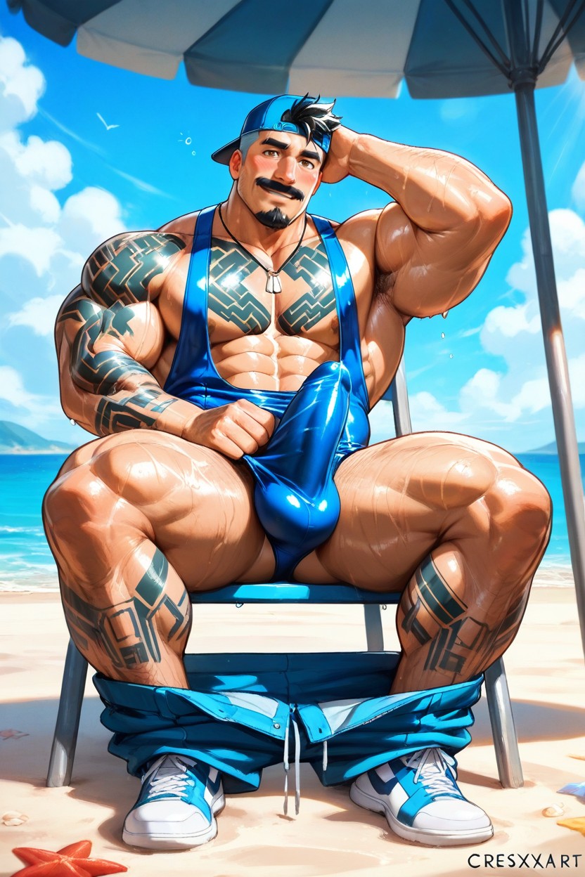 Cresxart Style, Erection, Shaved Sides Mullet Pornografia gay com IA