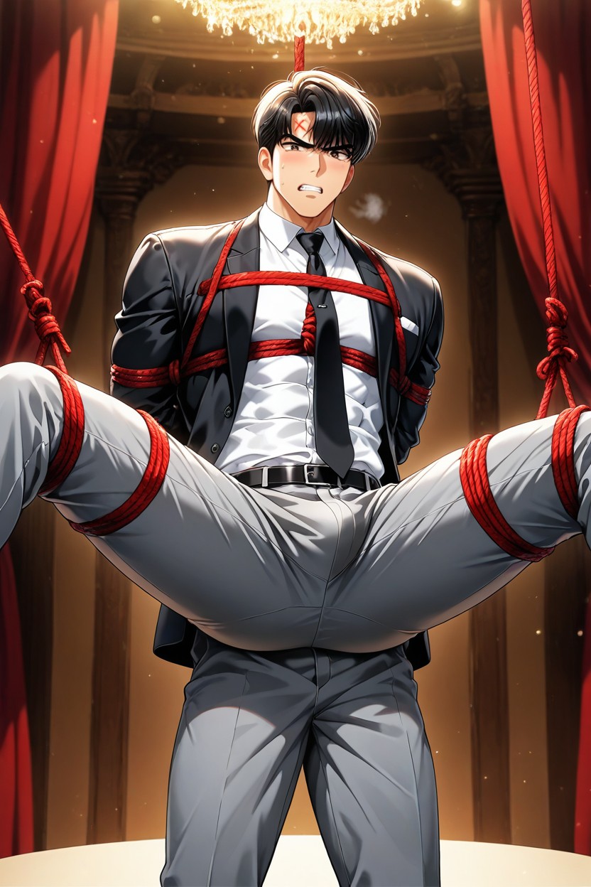 Bdsm Emphasizes The Groin Area, Shibari, 普通のお尻 ゲイAIポルノ