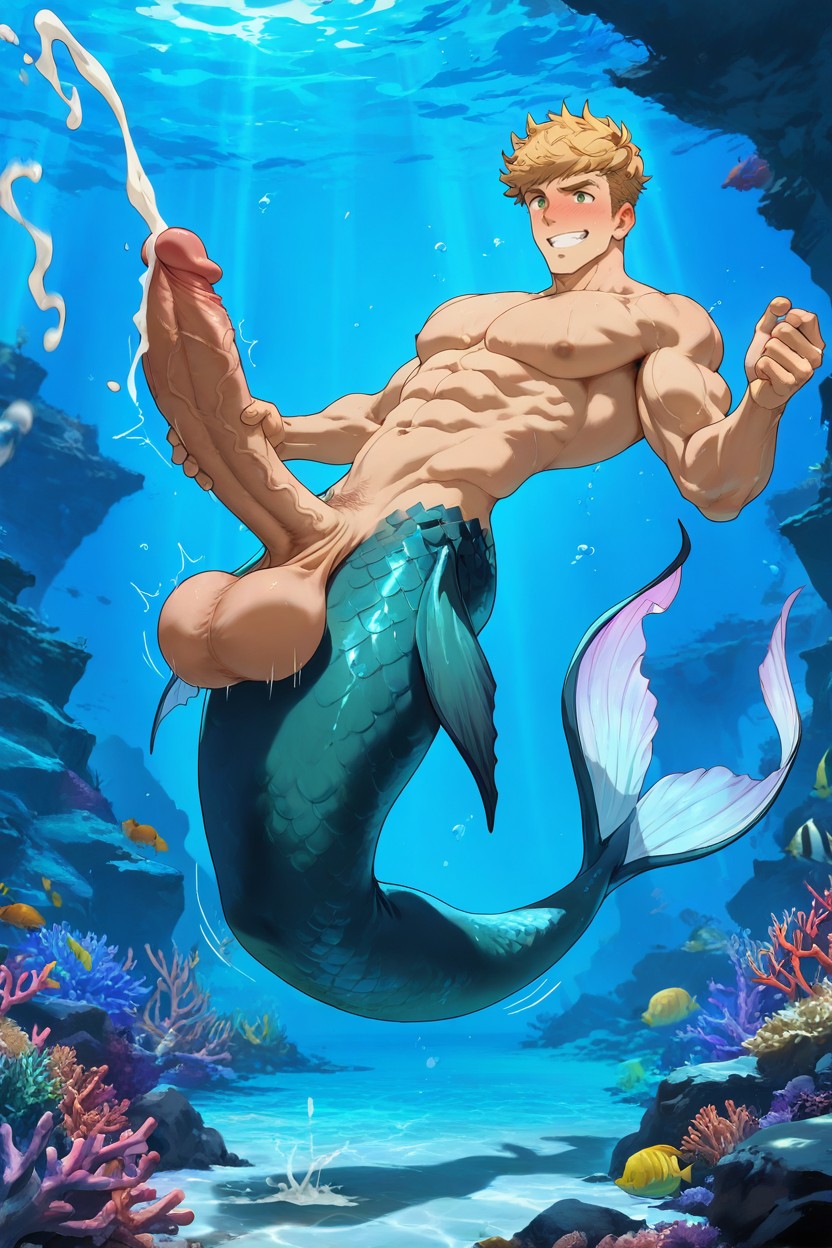 Hdr, Floating, Long Mermaid Tail ゲイAIポルノ