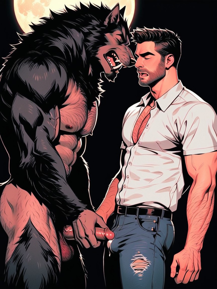 小さい, White Man Is On, Werewolf Furry ゲイAIポルノ