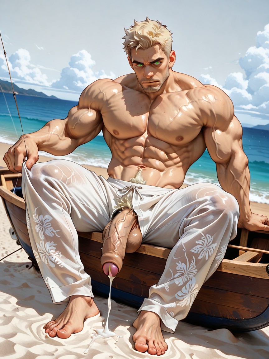White Transparent Linen Pants Down To Ankles, Huge Hands, Tight Waist AI同性戀黃片