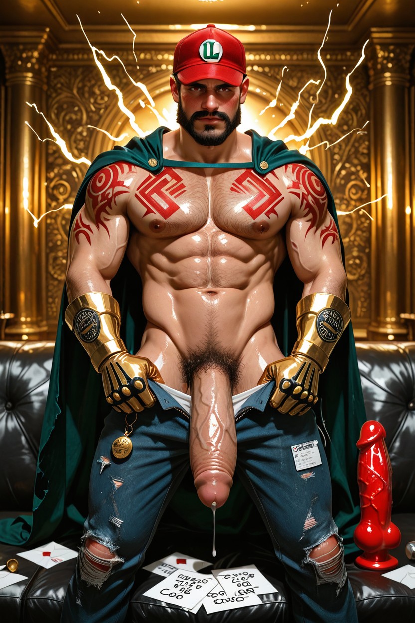 Solo Man, Dildo Powers, Messy Black Hair 게이 AI 포르노