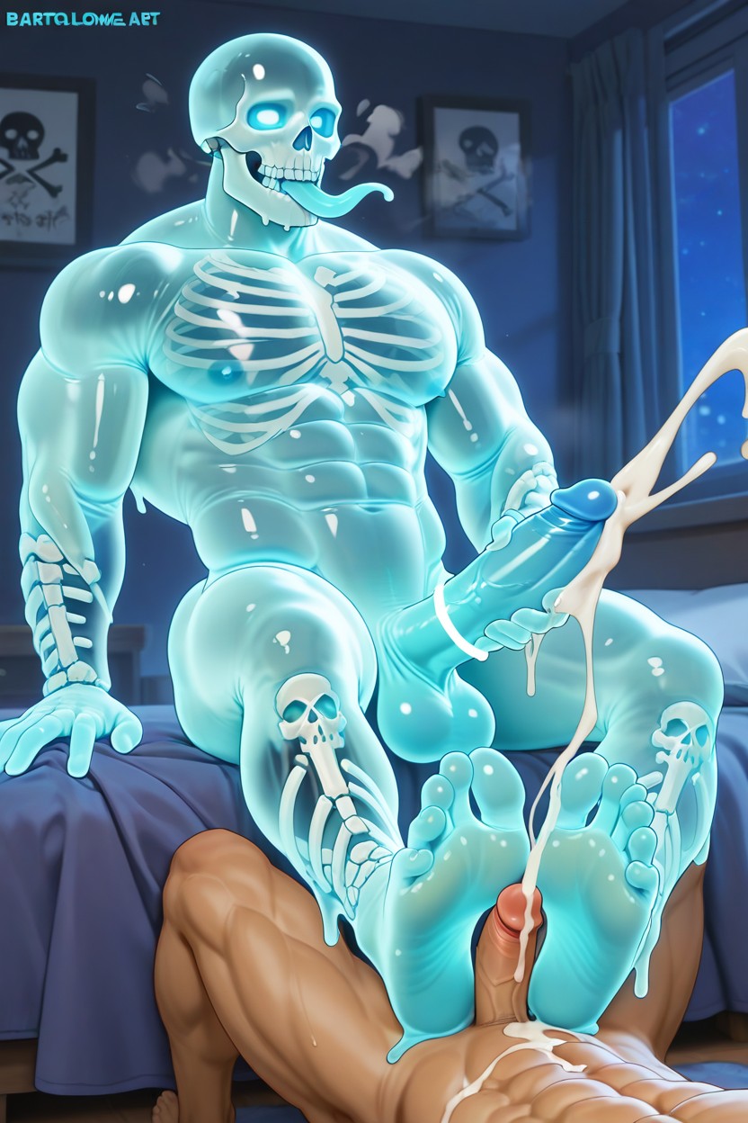 사정, In Bedroom, Can Only See Glowing Bones 게이 AI 포르노