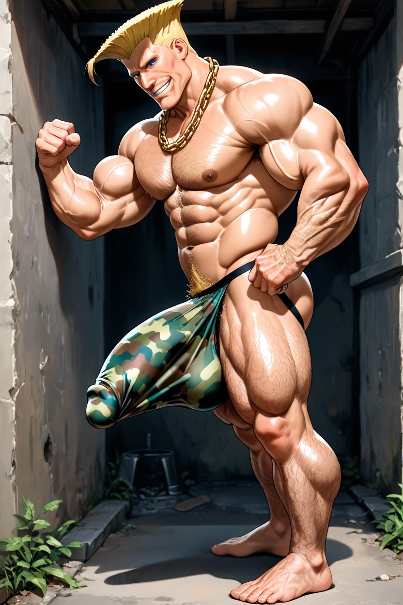 Gold Chain Around Neck, Toned Physique, Long Toned Legs ゲイAIポルノ