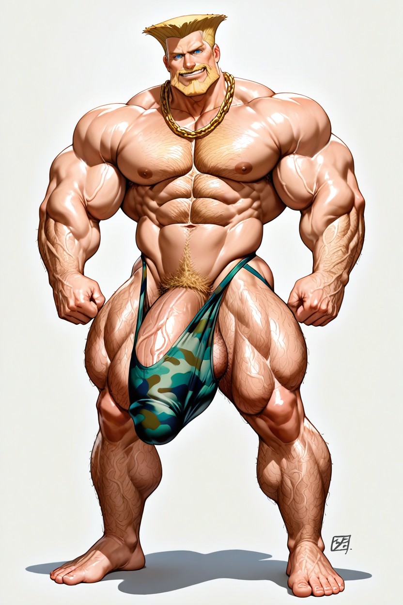 Chest Hair, Mustache, Gold Chain Around Neck AI Gay Porn