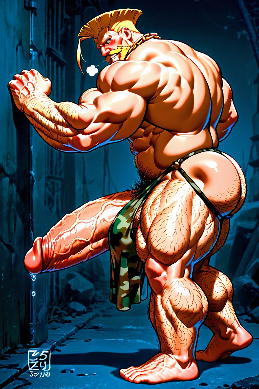 Guile From Street Fighter, 사이드뷰, 버블 버트 게이 AI 포르노