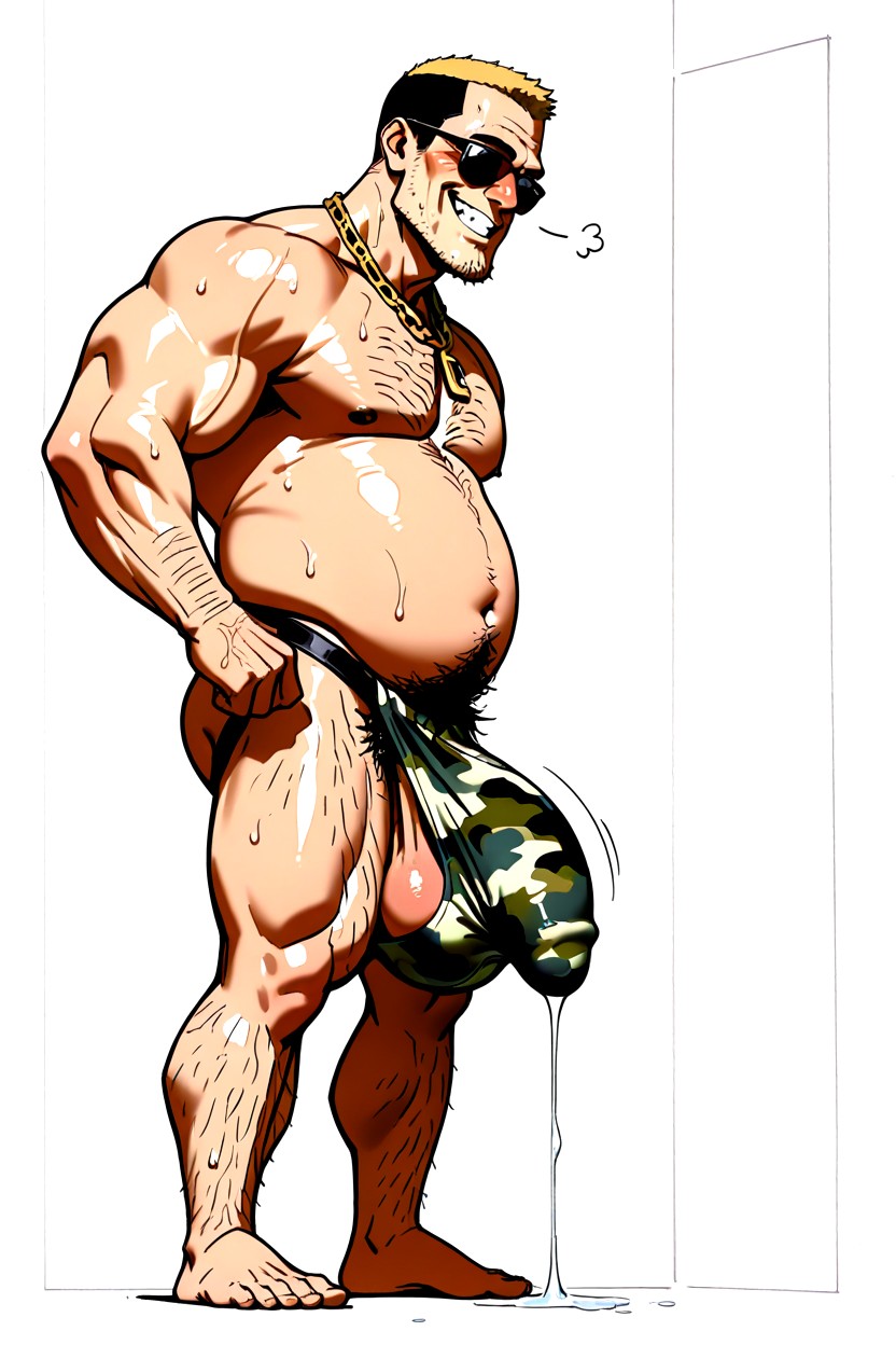 Horny, Curly Body Hairs Everywhere, Impossibly Long Hyper Penis AI Gay Porn