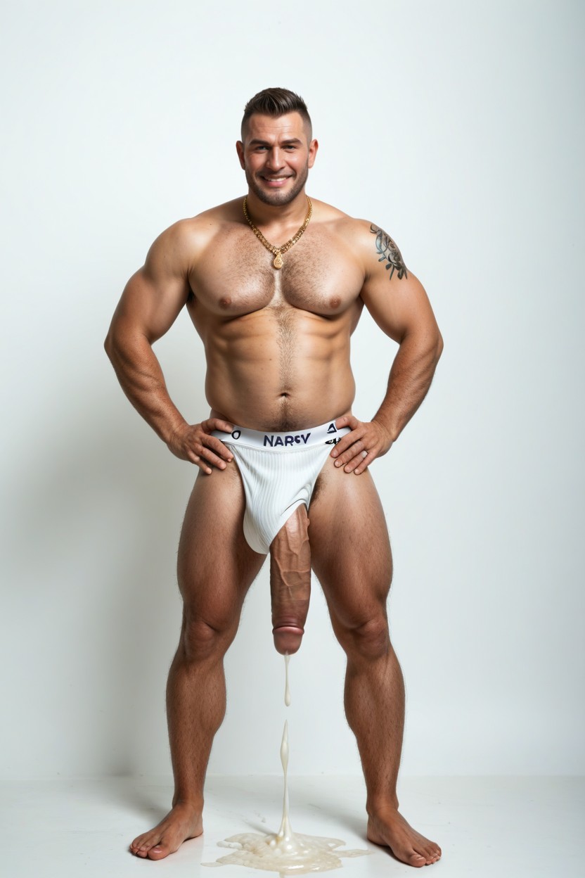 Topless, 1 Pessoa, Filled White Cum Bubble At Tip Of Penis Bulge Pornografia gay com IA