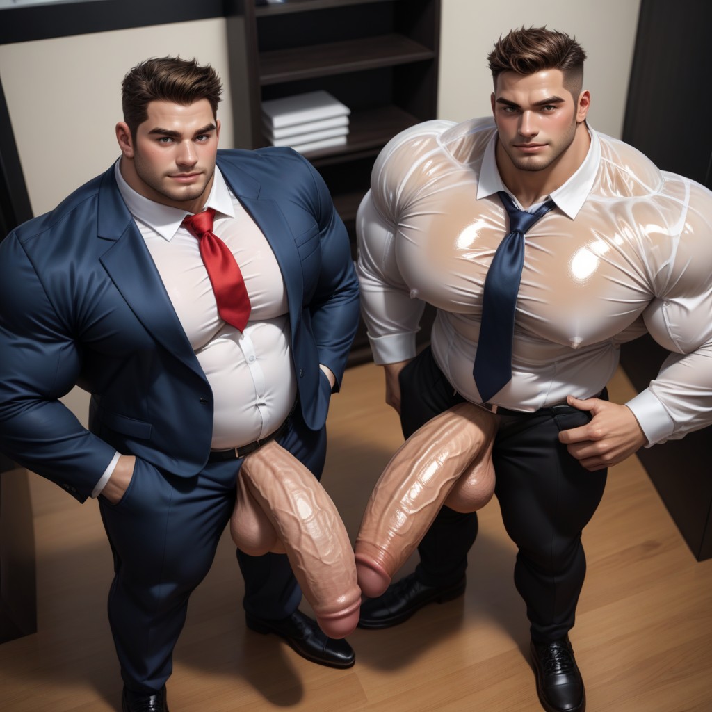 Round Pillowy Pecs, Blushing, Big Round Pecs 게이 AI 포르노