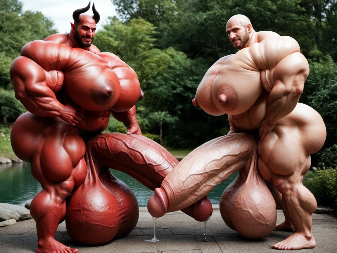 Oversized Hyper Gigantic Balls, 몸보다 큰 음경, Gay Red Devils 게이 AI 포르노
