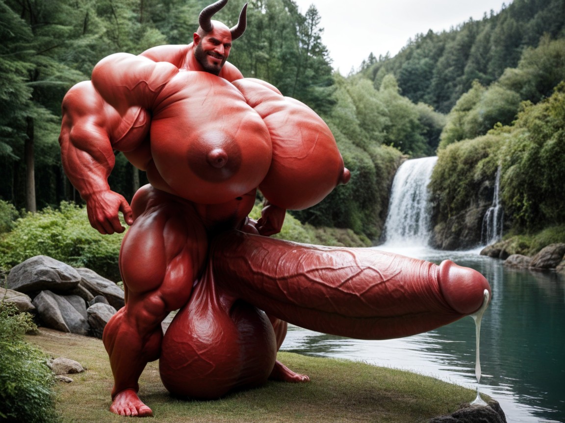 Oversized Hyper Gigantic Penis, Caliente, Piel Roja Porno gay IA